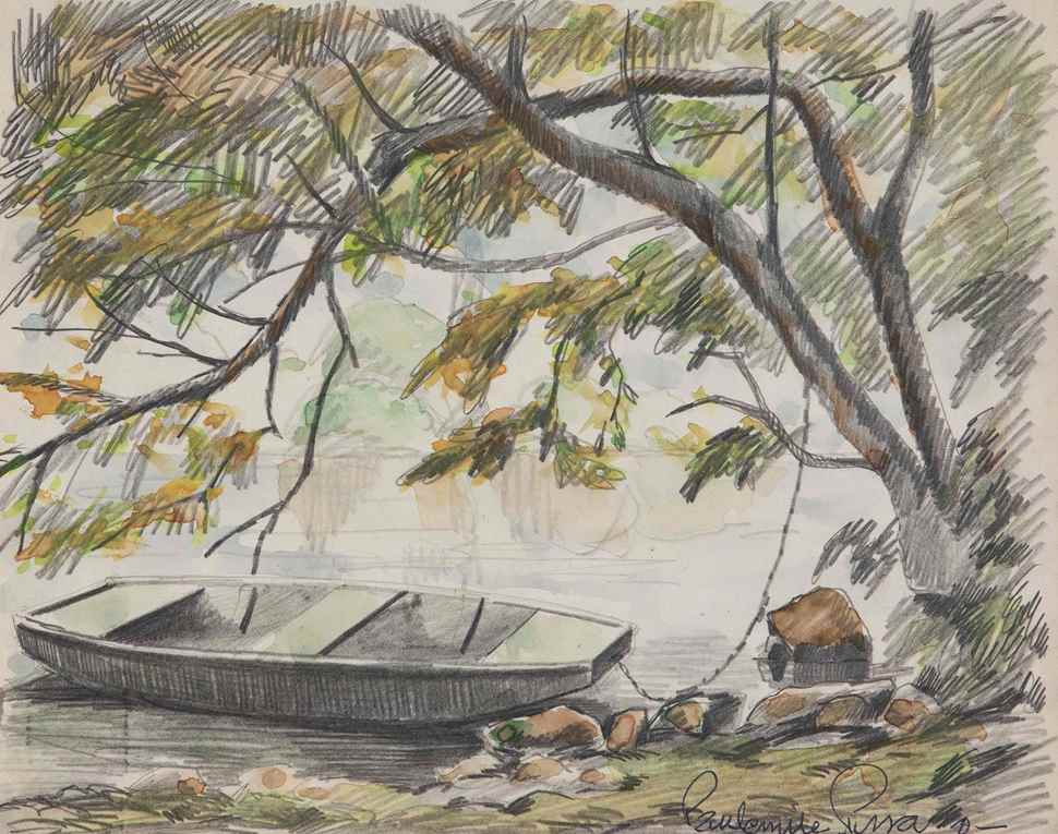 Barque près de l'étang - Paulémile Pissarro (1884 - 1972)